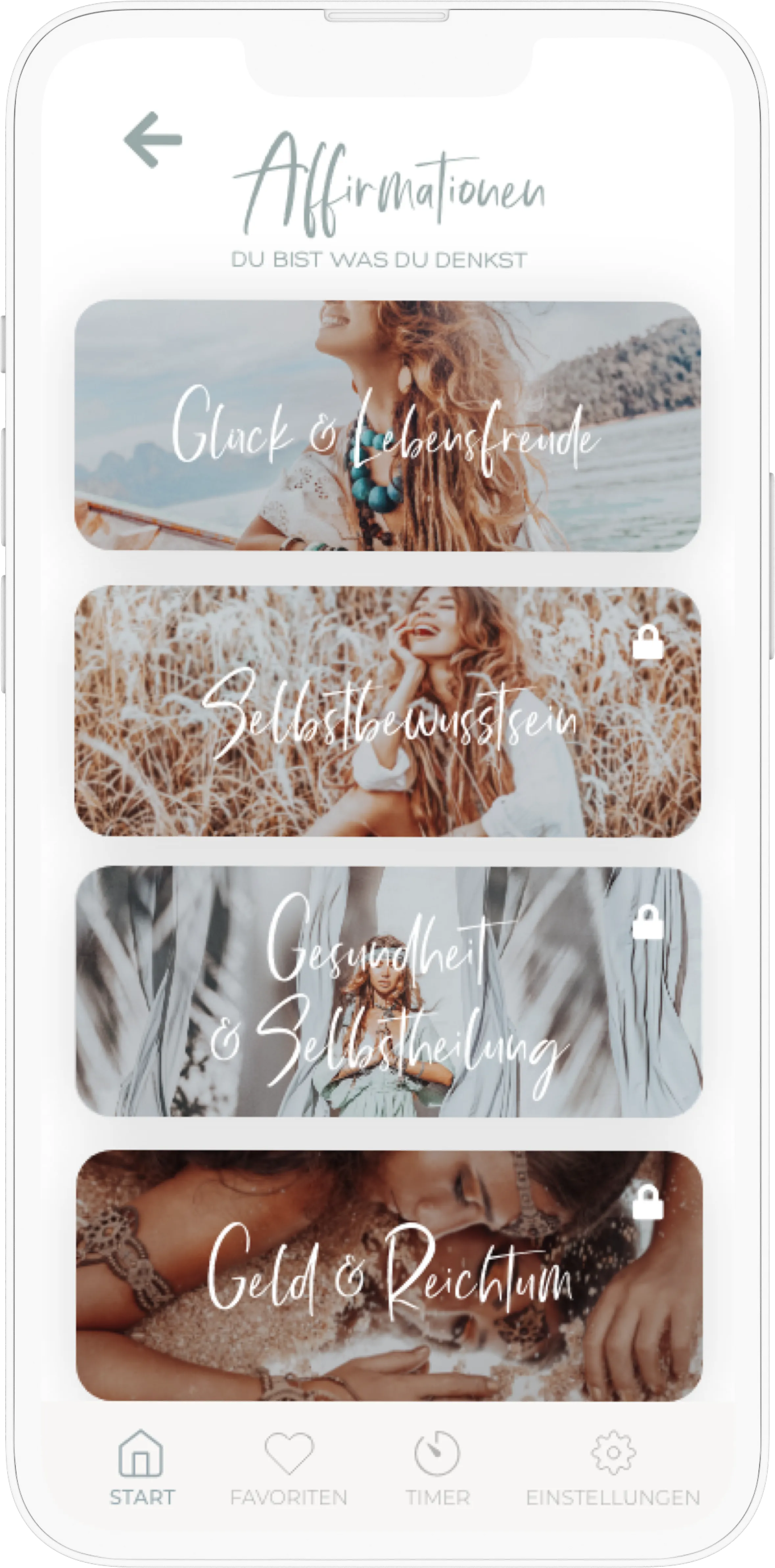 DOVIZIA Affirmations App Homescreen