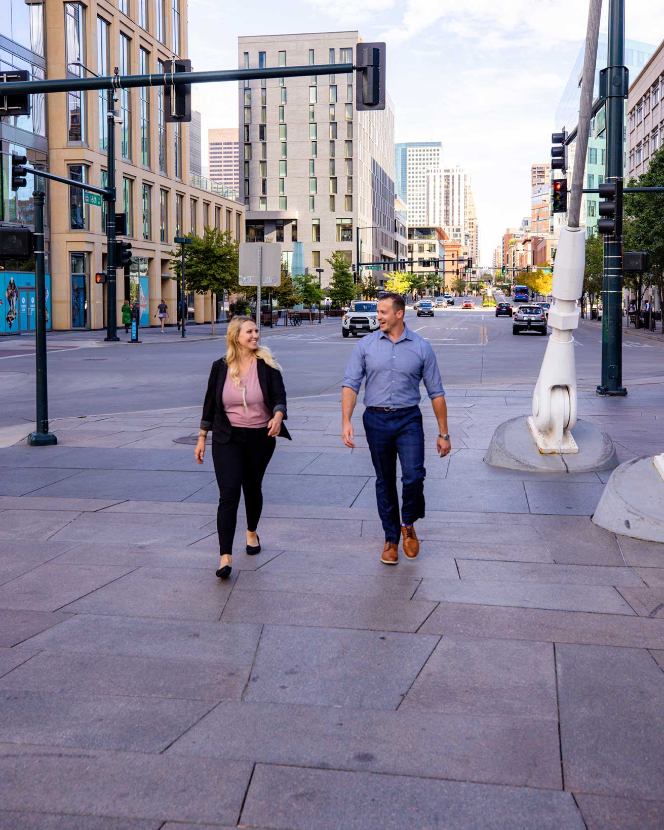 elevate dental partners staff walking in downtown denver