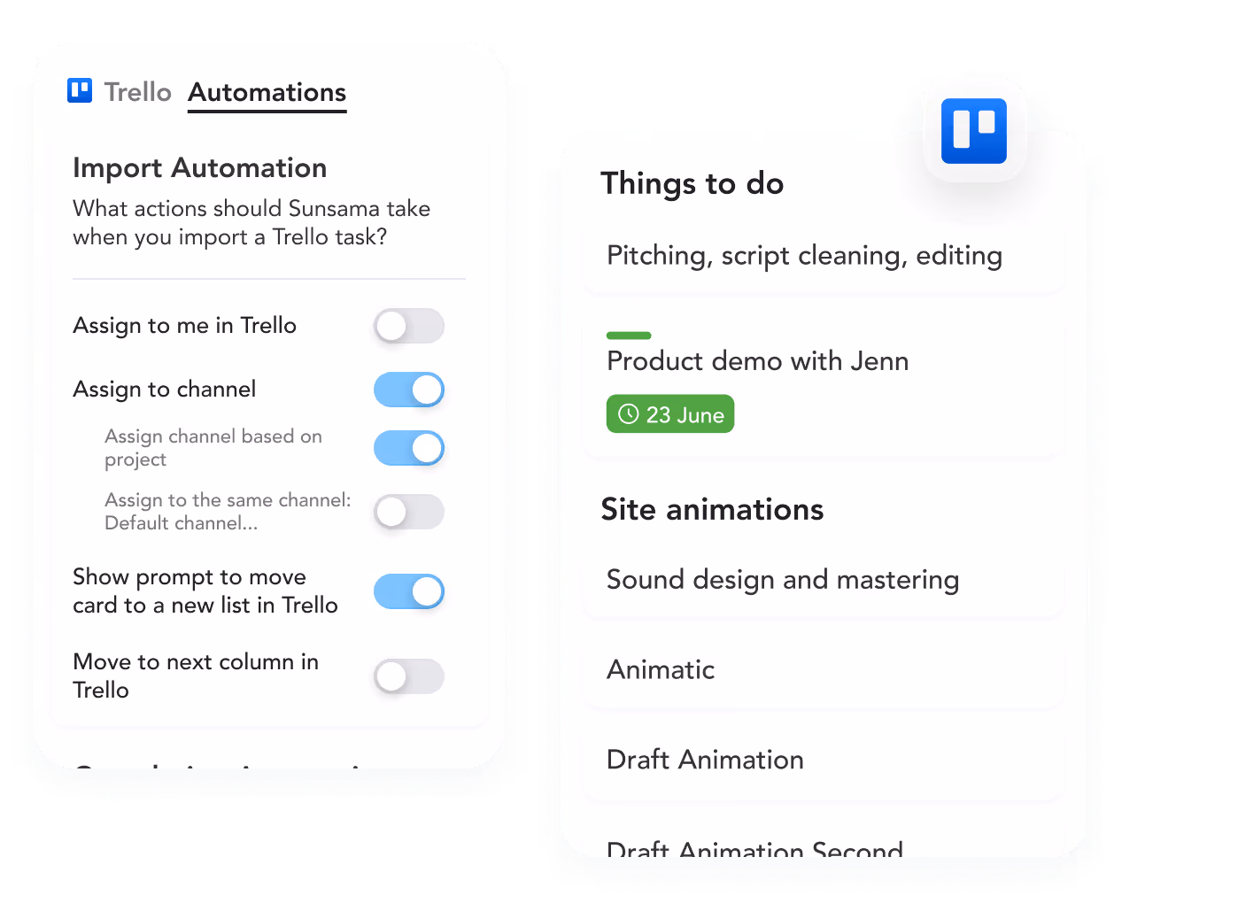 An image of the UI syncing tasks imported from other tools