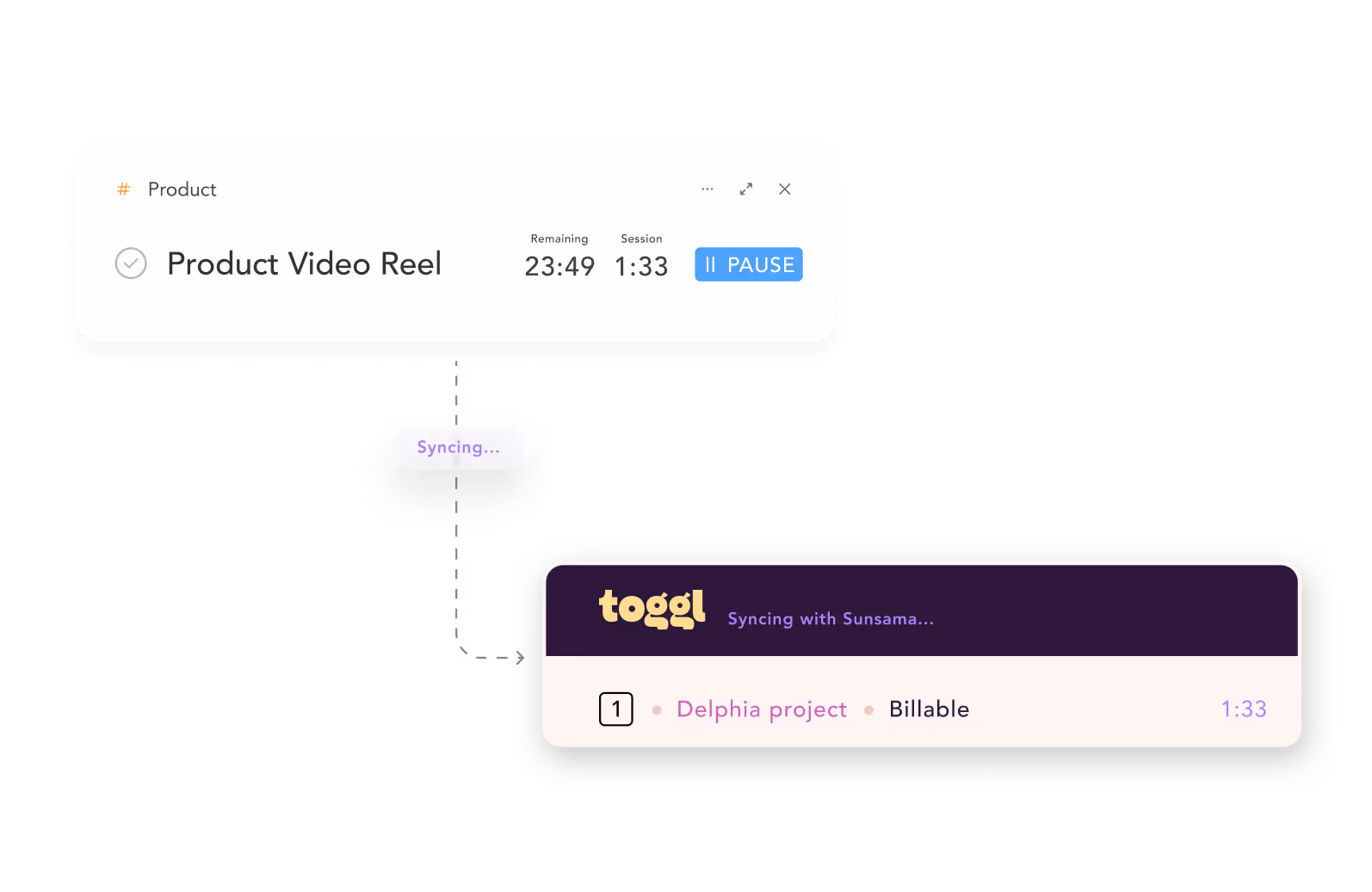 An image of Sunsama integrating with Toggl