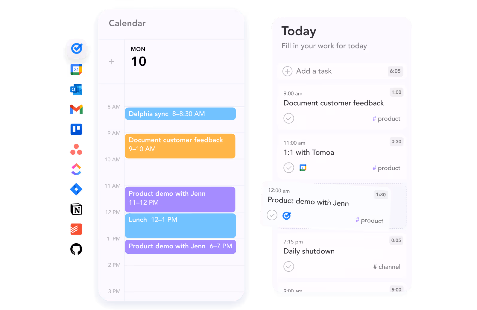 Plan and organize Google Tasks in Sunsama