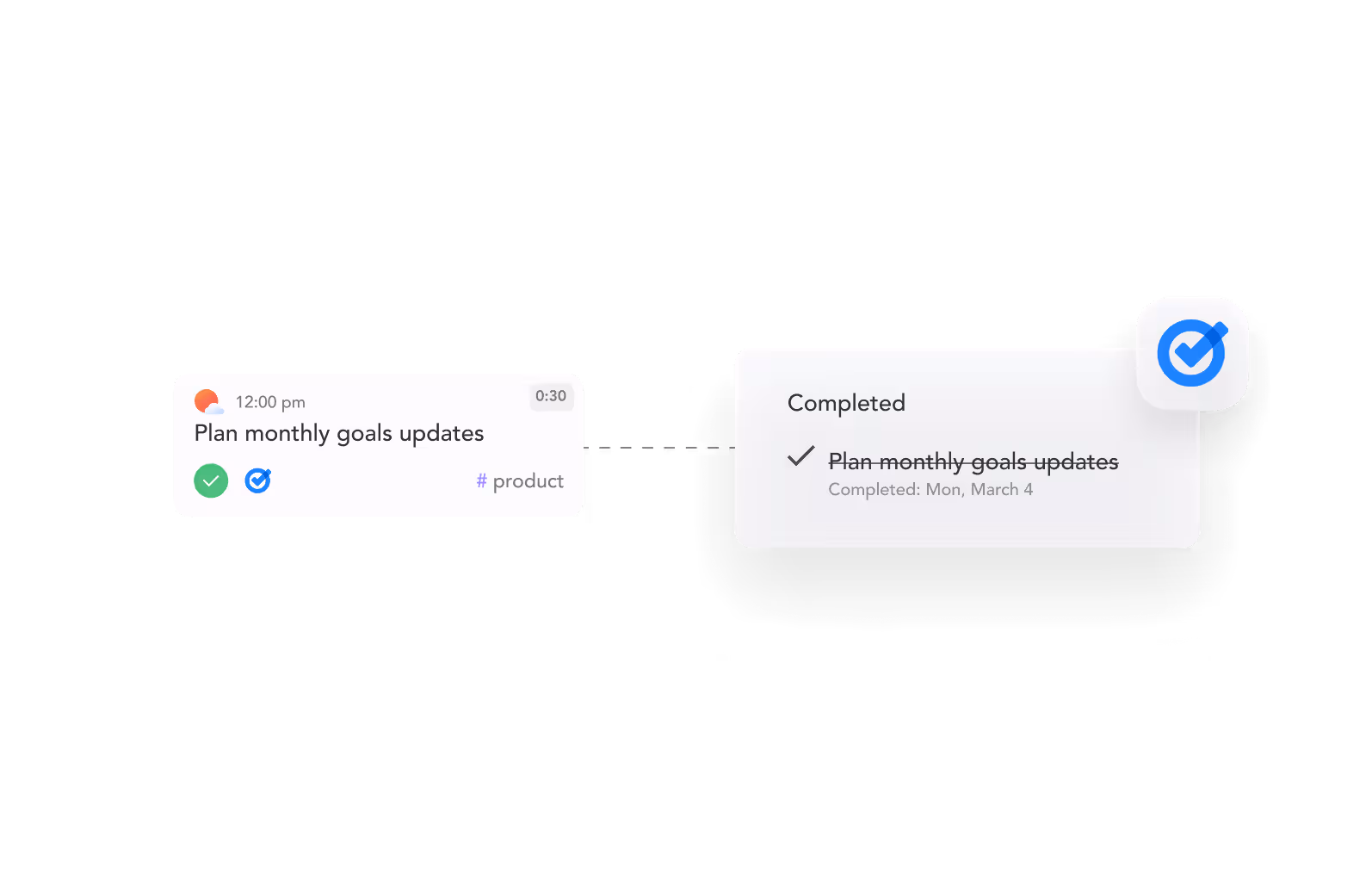 Tasks marked complete in Sunsama are completed in Google Tasks