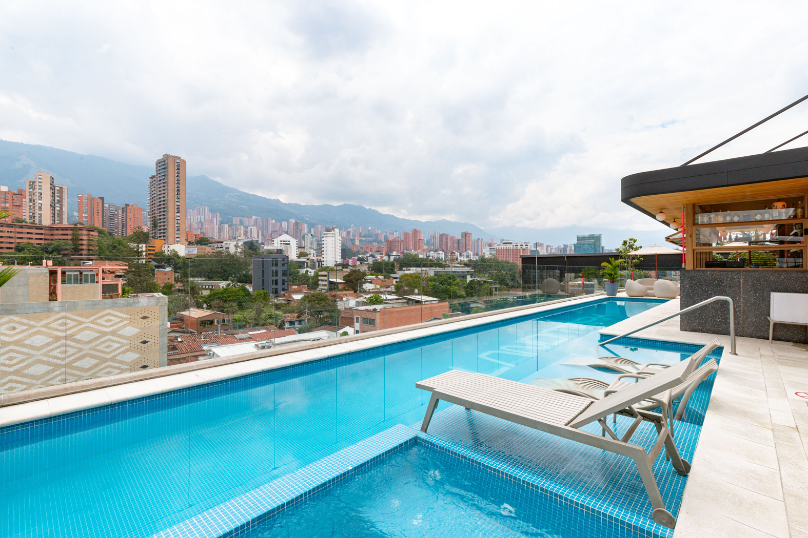 Rooftop pool at Landmark Medellín overlooking the city
