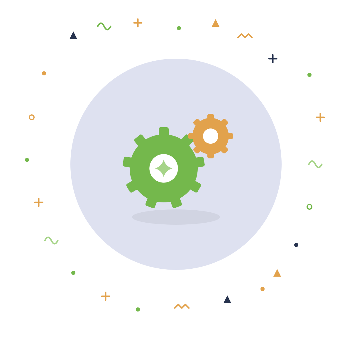 Two interlocking gears representing workflow automation