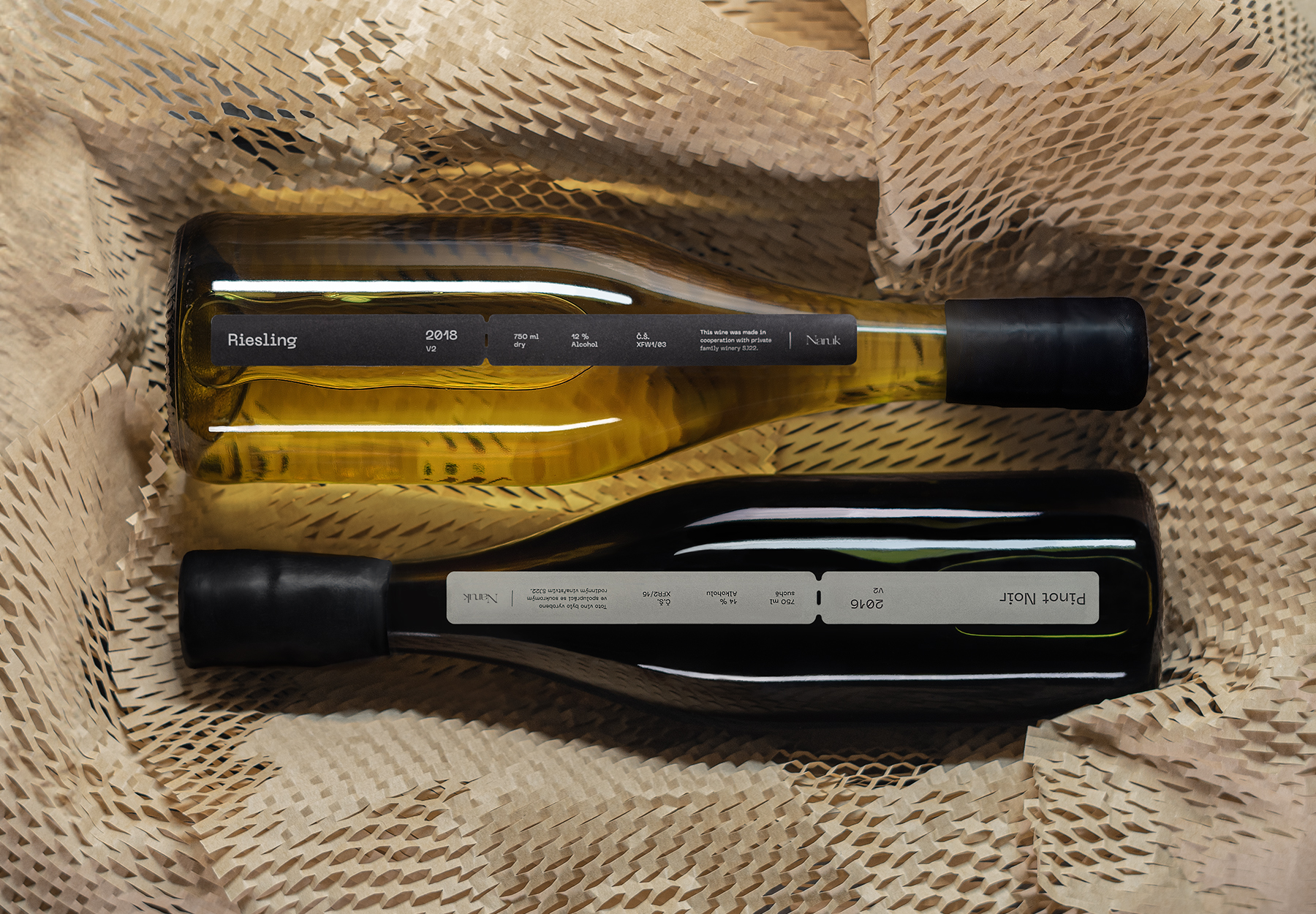 Wine bottles in a box