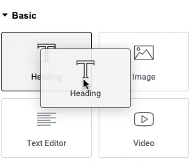 Dragging a heading in Elementor