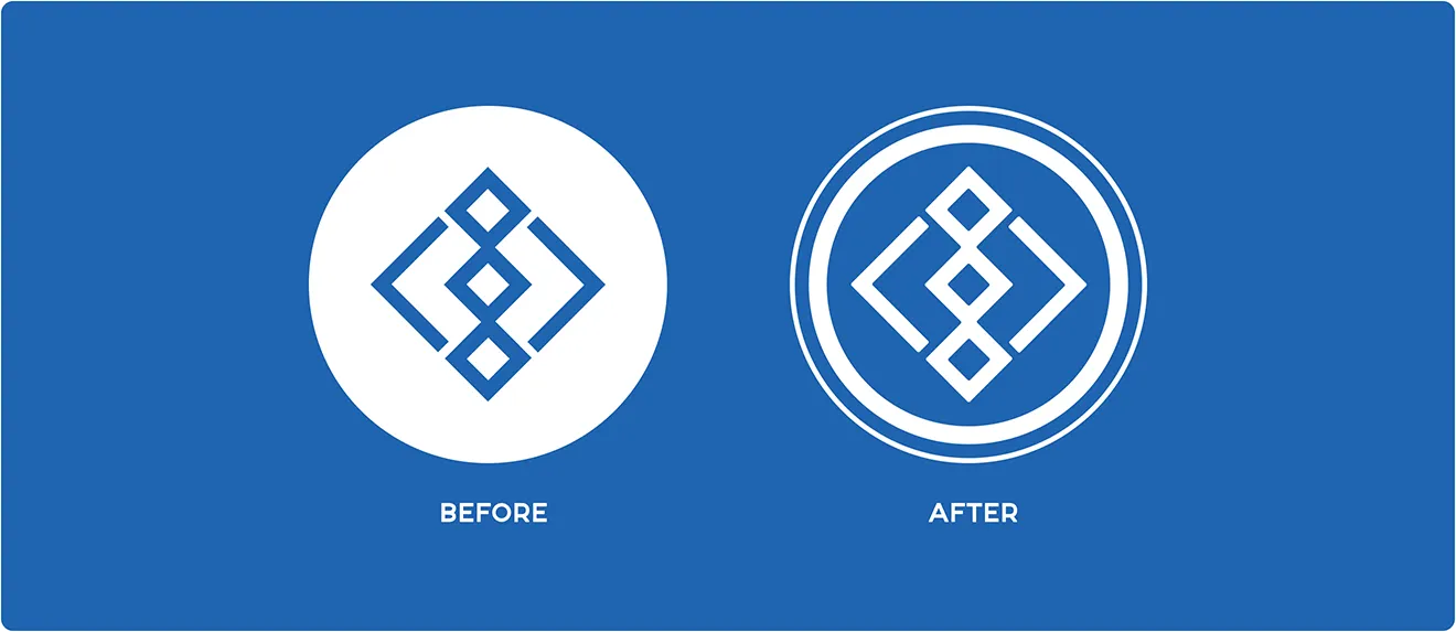 Artizen Craft Beverage Co. logo redesign comparison showing before and after geometric brand mark.
