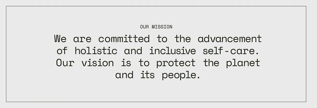 Ambiance Botanique mission statement highlighting holistic, inclusive, and sustainable self-care.