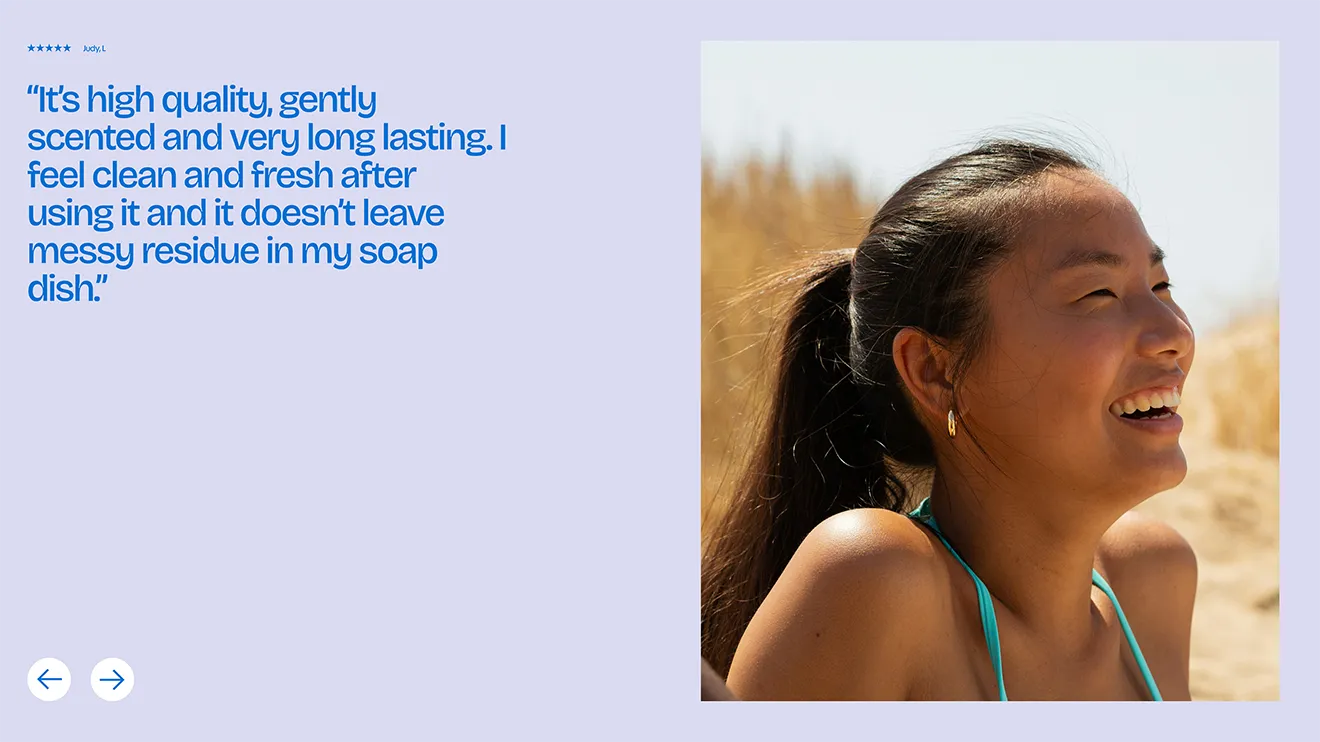 Goodlather website testimonial layout designed by Hovski Studio and developed by Charlie Quinn.