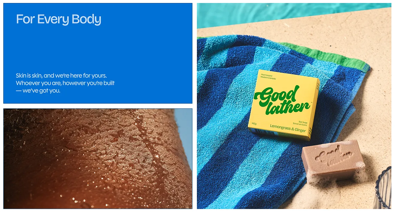 Goodlather travel lookbook split-screen flat lay and lifestyle shot by Midnight Hour Studio.