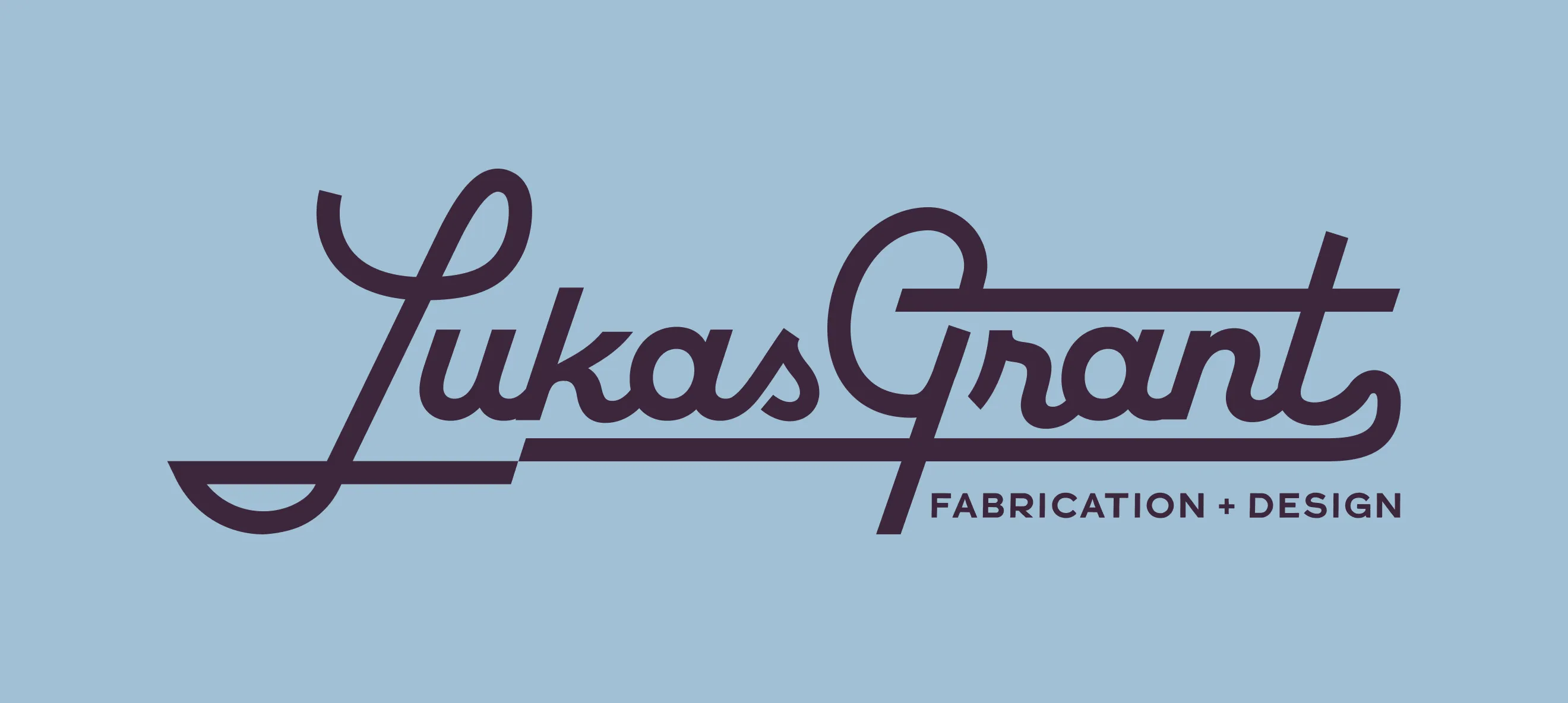 Primary script logo mark for Lukas Grant Fabrication + Design created by Hovski Studio.