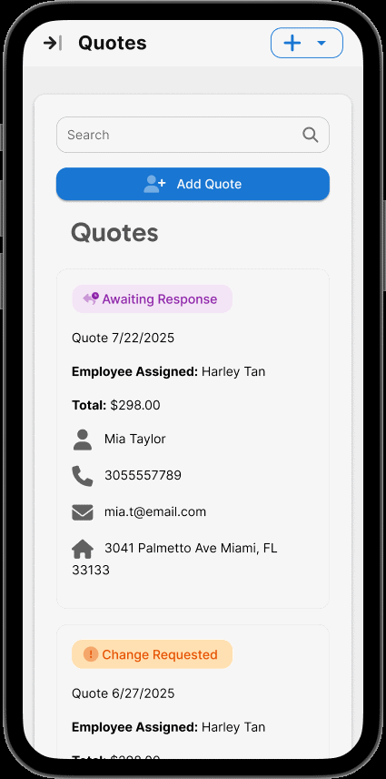 a mobile recording of a quote template