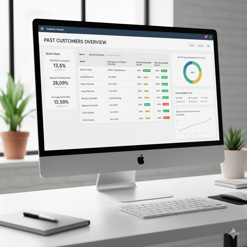 image of a dashboard showing past customers