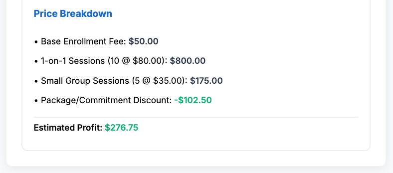 personal training price total