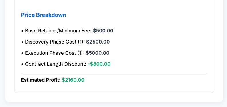 business consulting pricing total