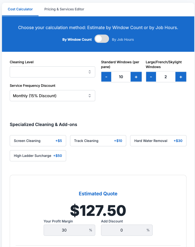 window cleaning calculator