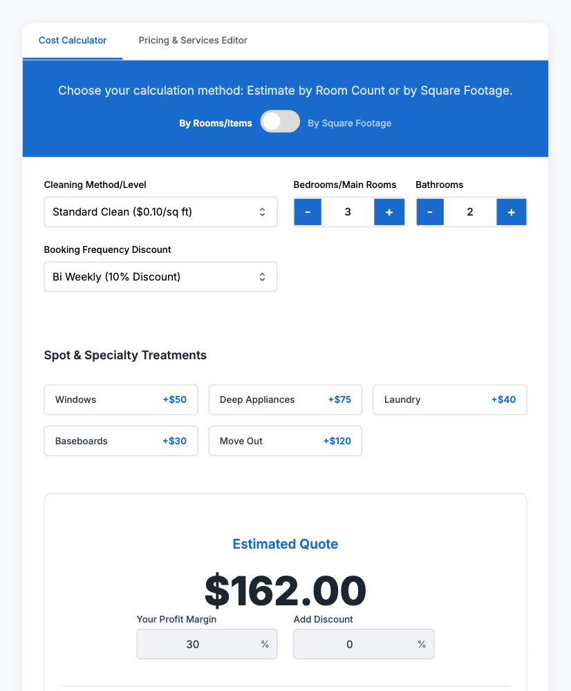 cleaning price calculator