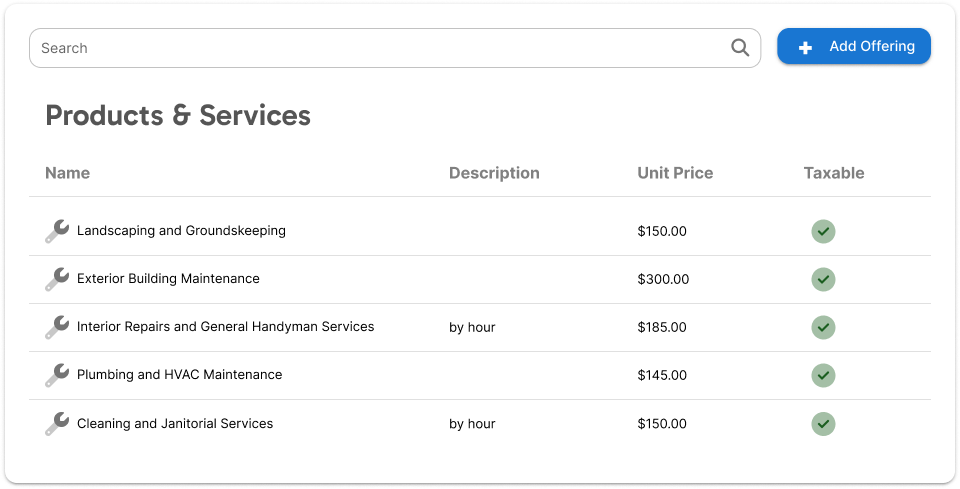 image of a property maintenance service list