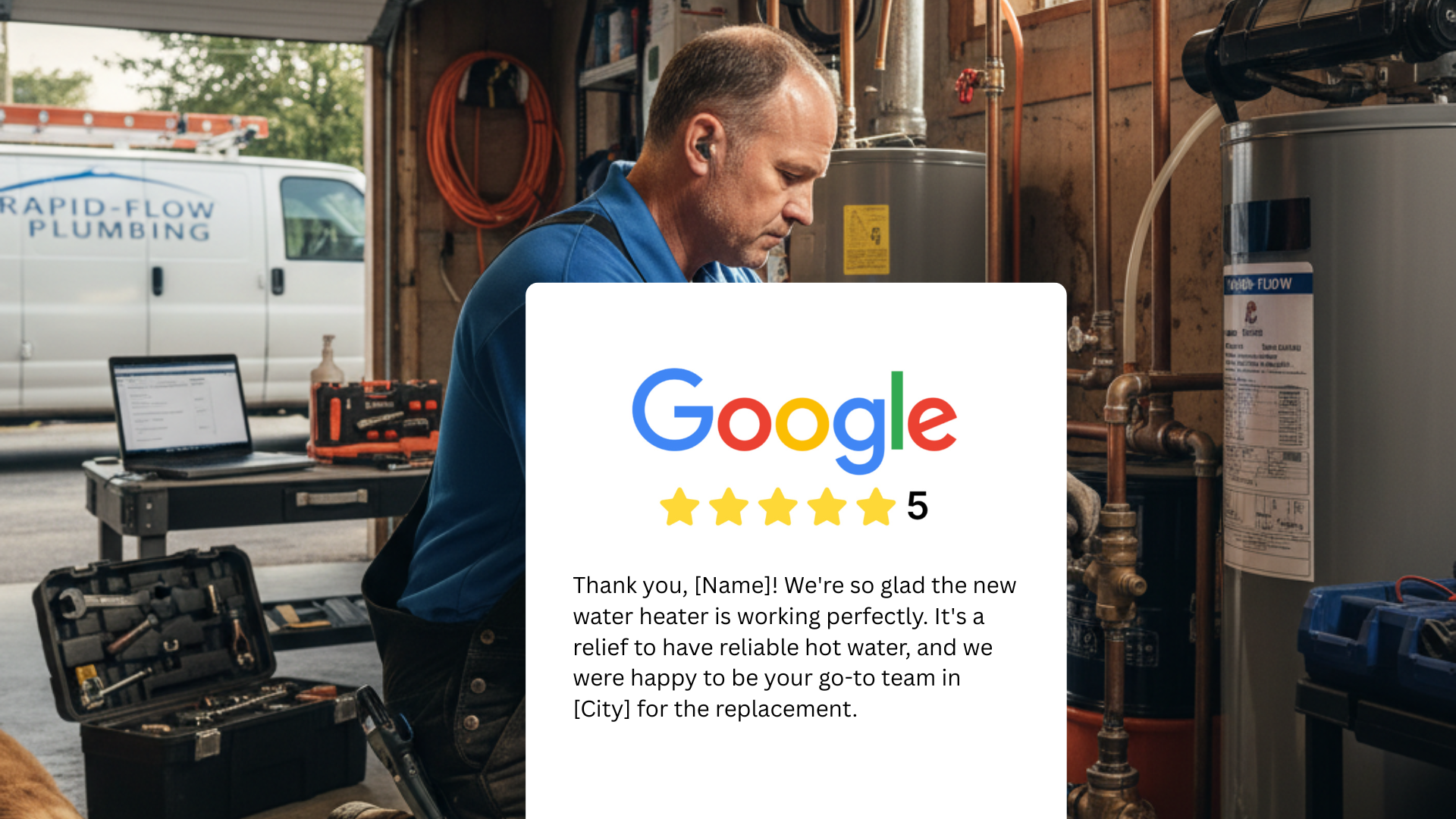 a review response by a plumber thanking their customer
