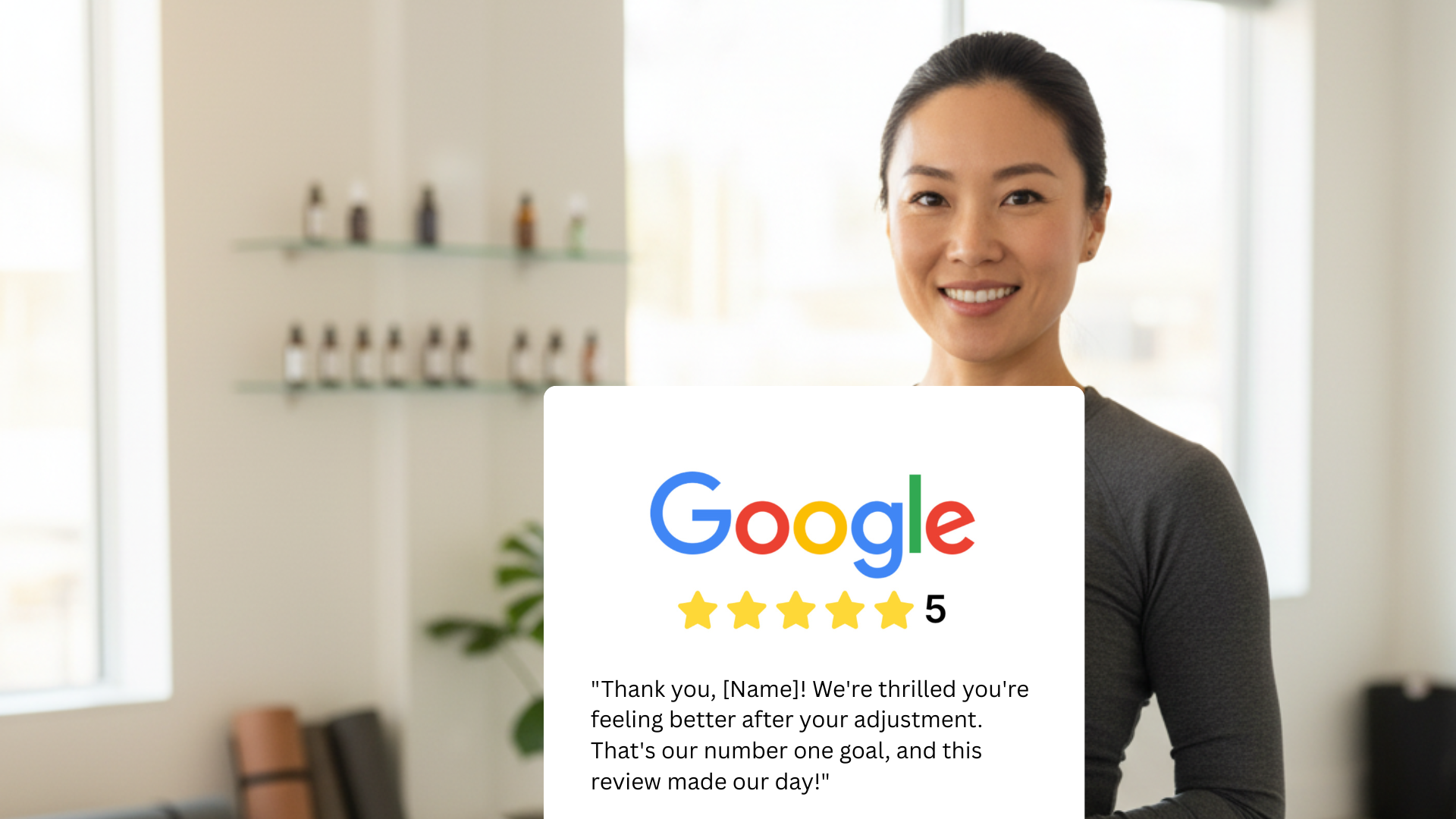 a review response by a wellness instructor thanking their customer