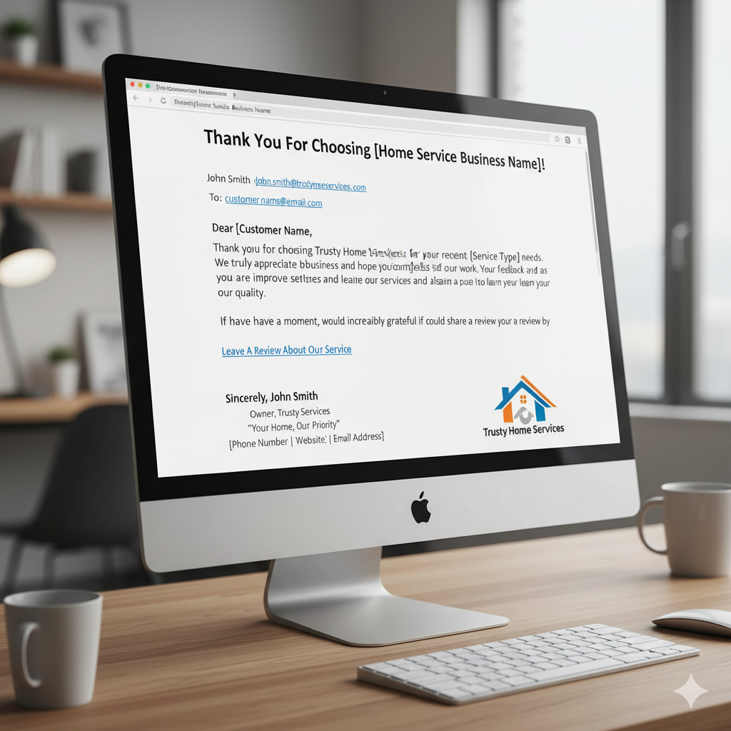 an email with a review hyperlink in the signature