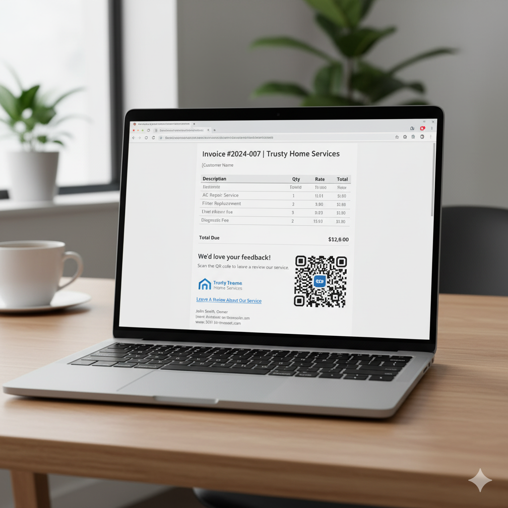 an invoice with a review qr code to collect reviews