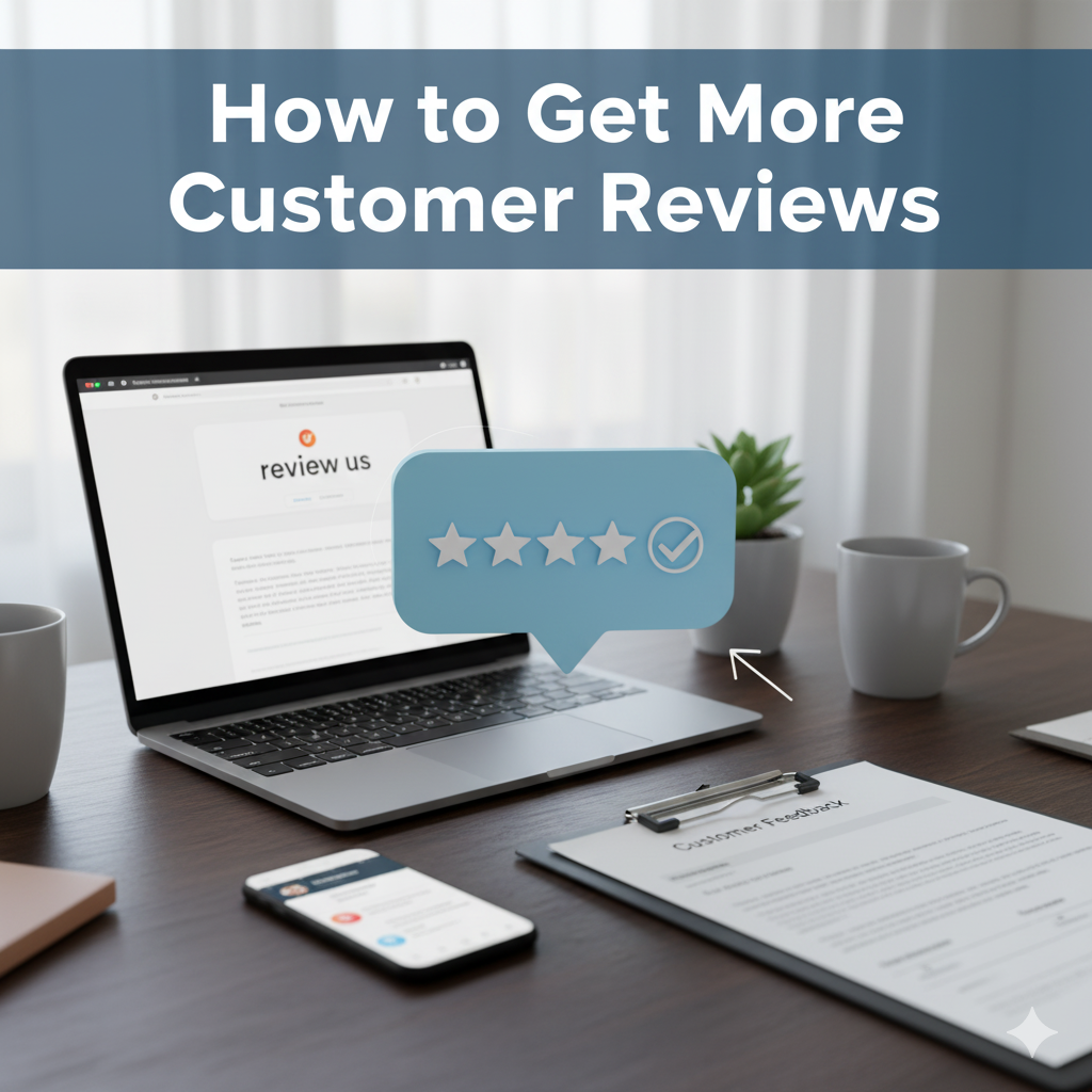 a laptop with a review us screen and a 5 star rating