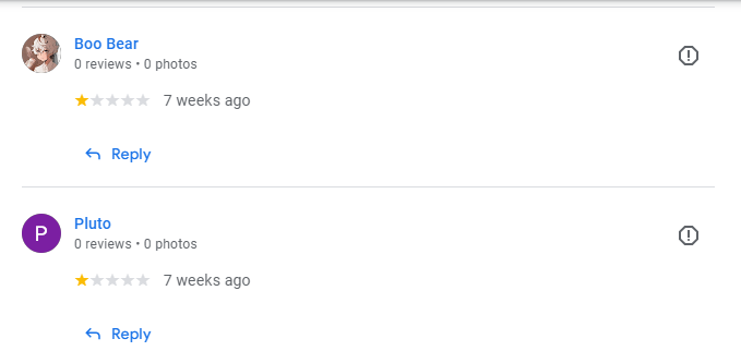 new accounts leaving fake reviews on google