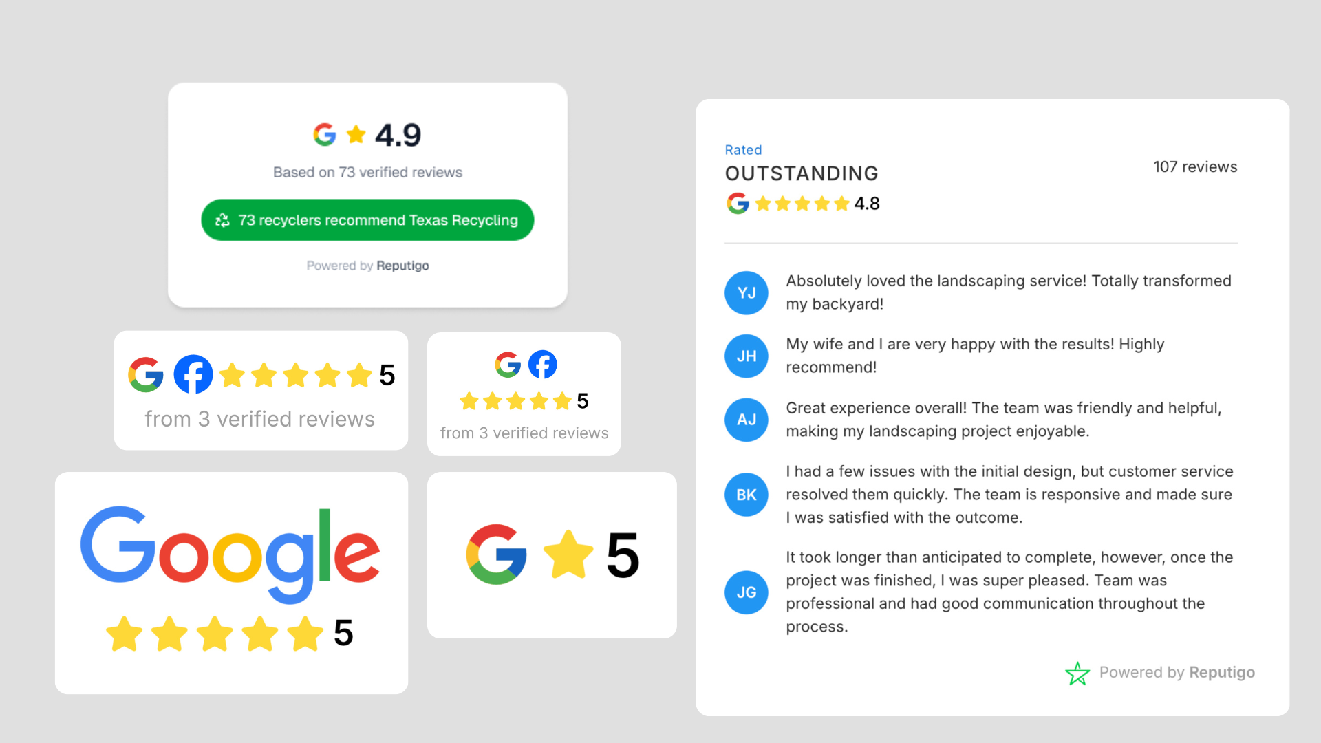 a display of free review widgets