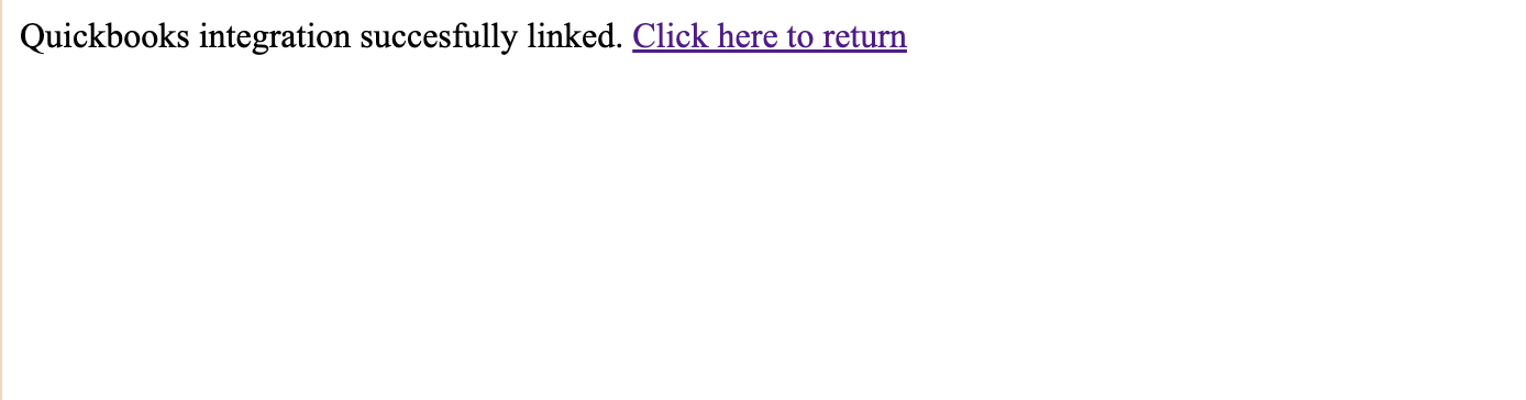 quickbooks integration success message