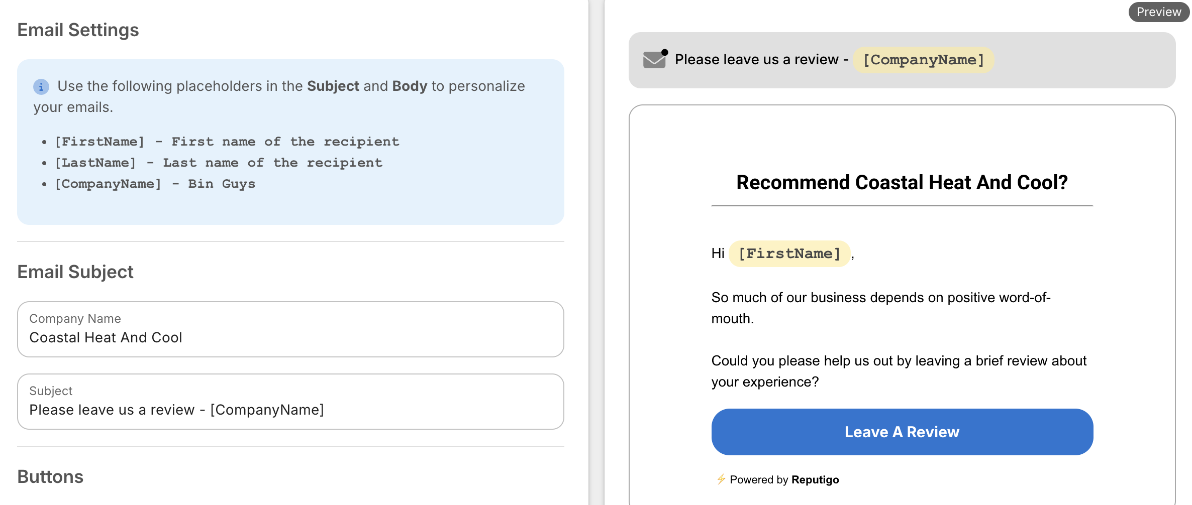 custom review request