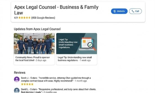 legal counsel google business profile example