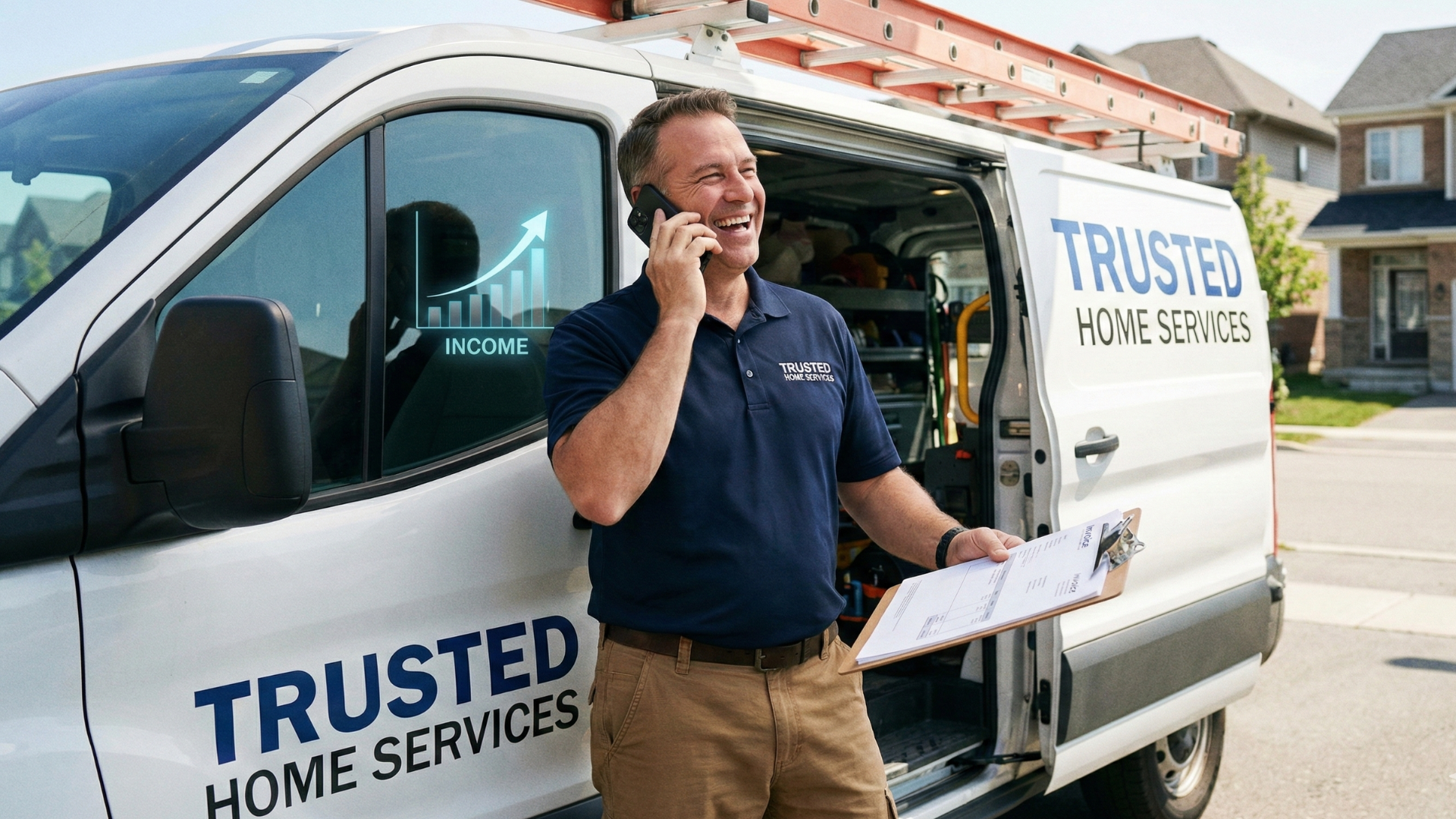 home service business owner on the phone