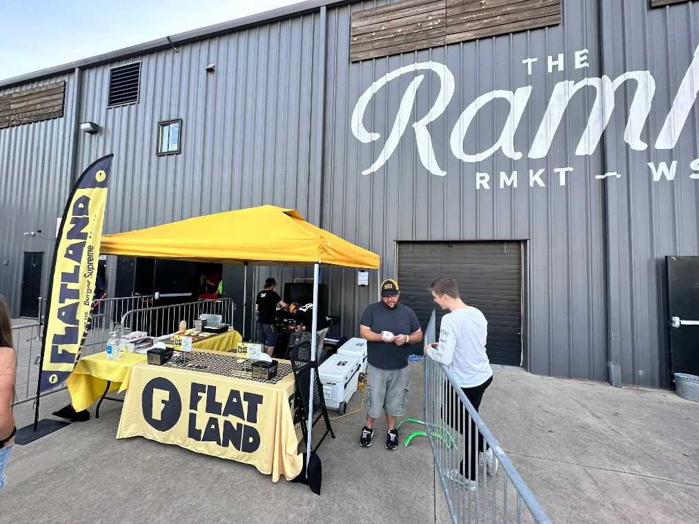 Flatland pop-up tent outside The Ramkat
