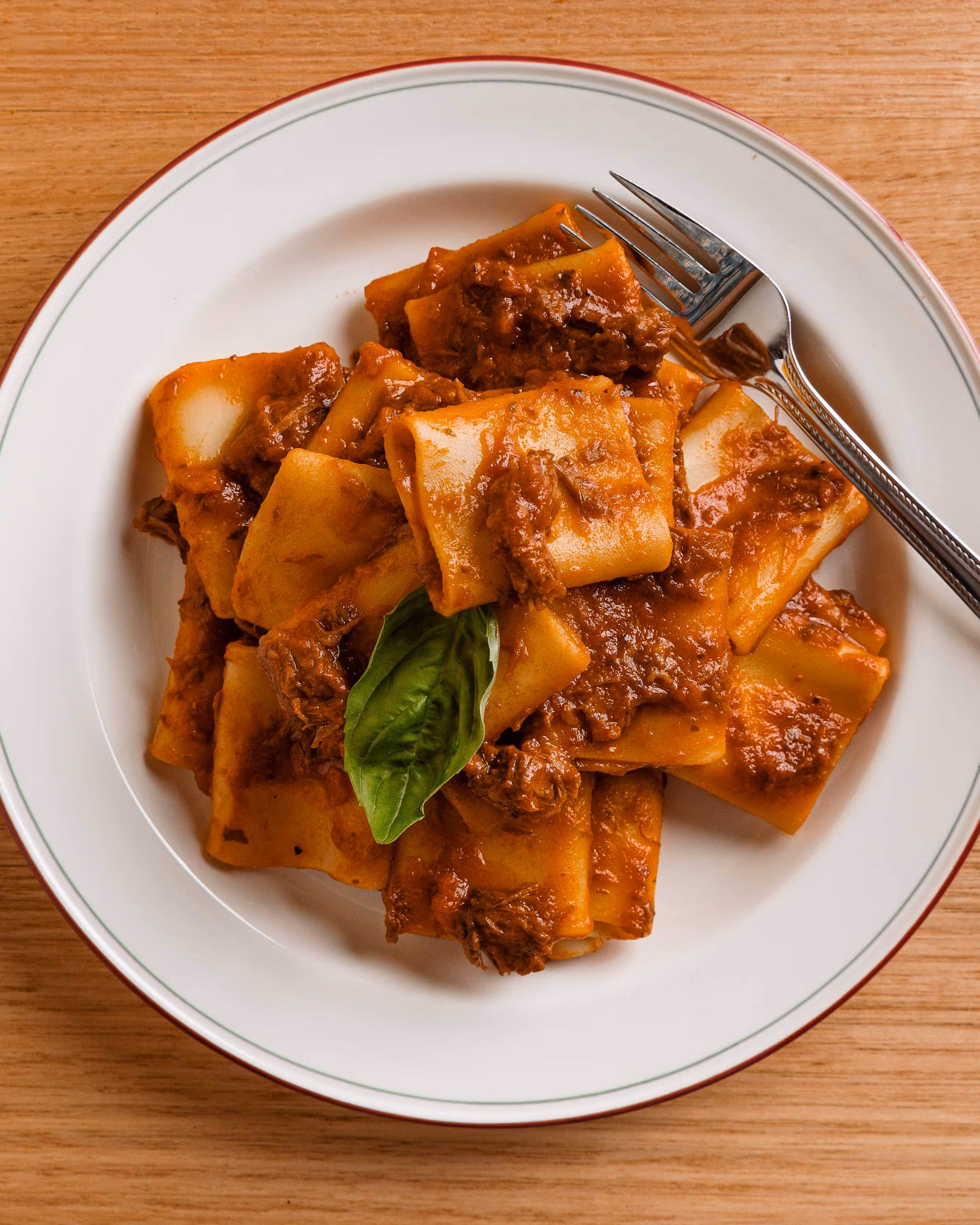 Paccheri pasta with slow-cooked beef cheek ragu