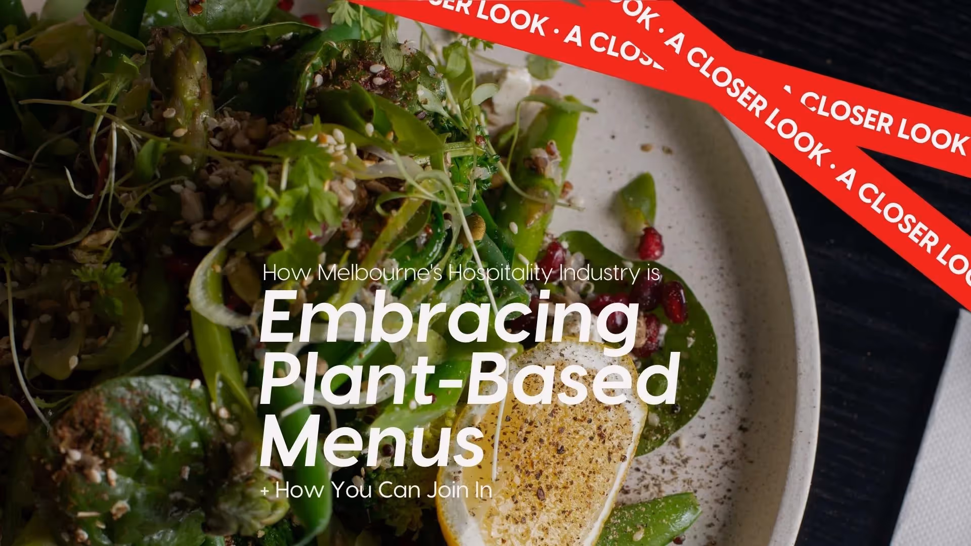 Blog title overlaid on salad with lemon garnish and heavy plate