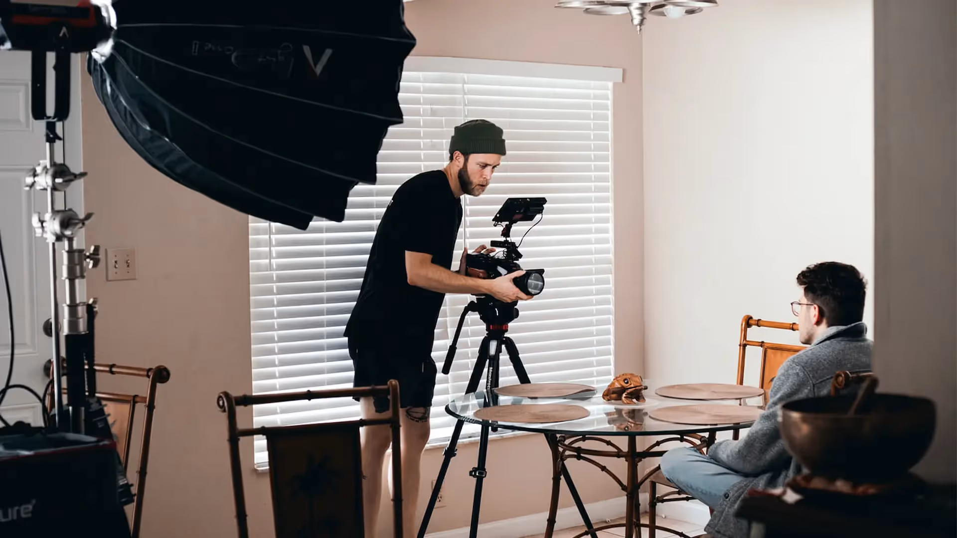 Behind-the-scenes shot of photographer working in studio