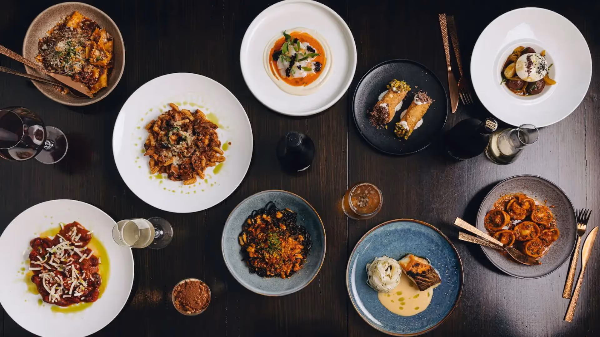 Food photography of Italian restaurant menu