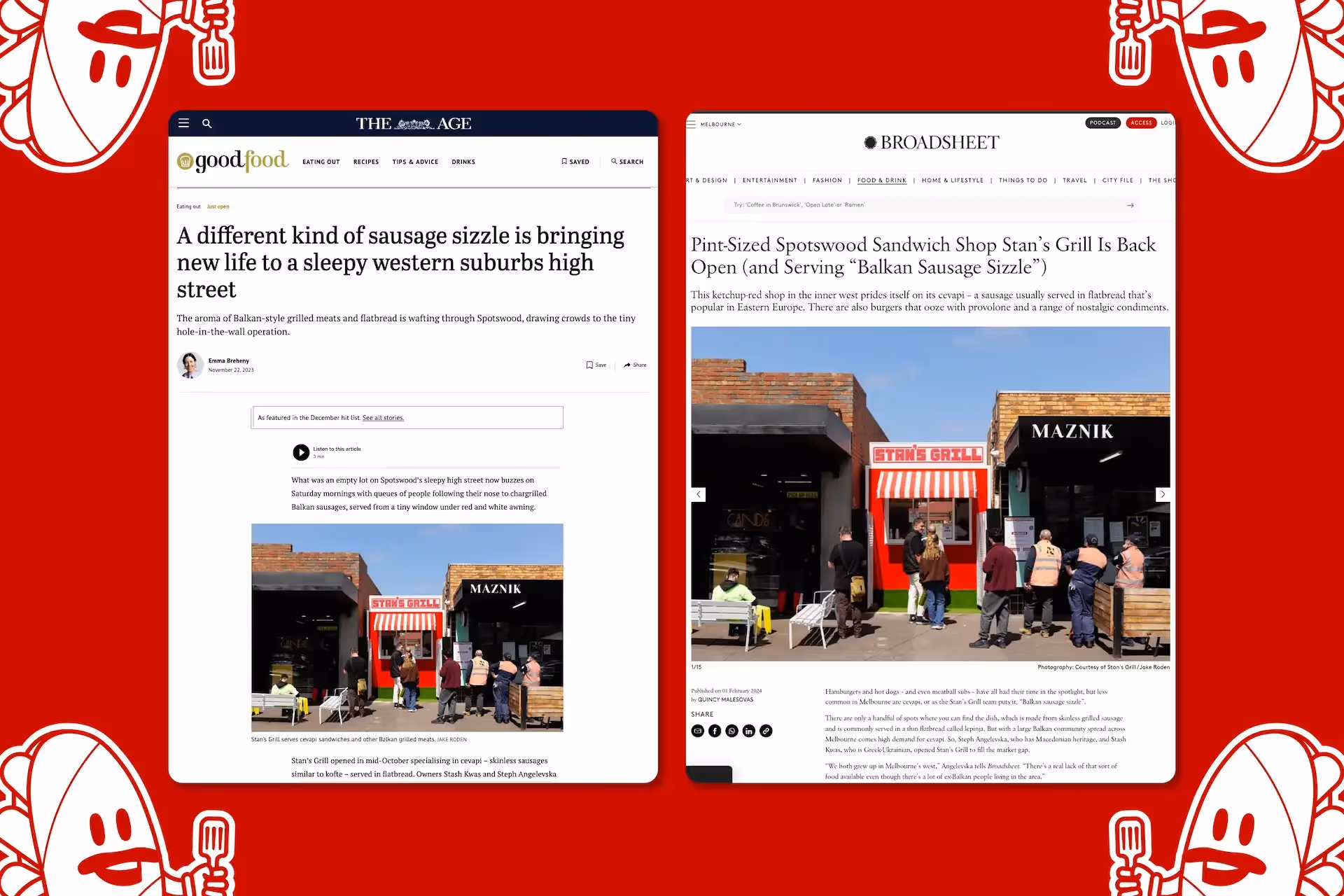 Preview shots of reviews from The Age and Broadsheet