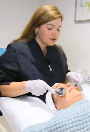 woman doing facial relaxing massage