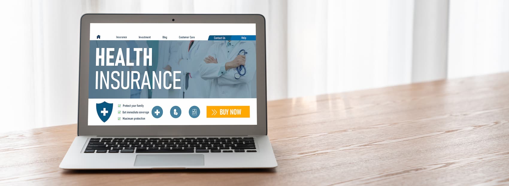 health insurance on laptop