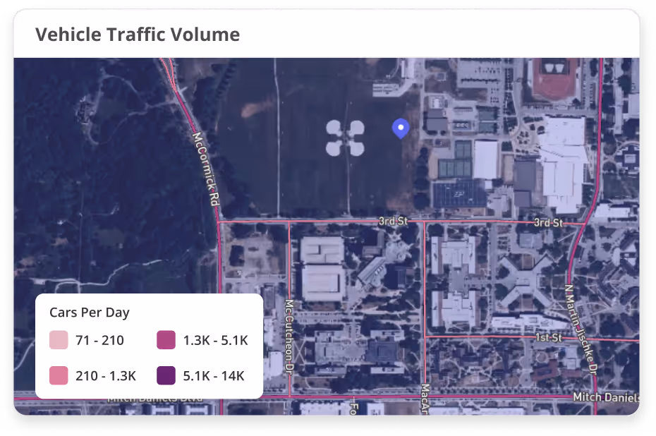 Patton Creek has a relative score of 97%. Other metrics include trade area population, demographic fit, and cannibalization