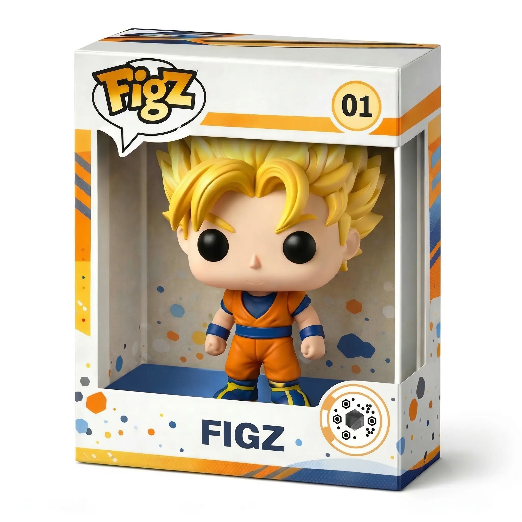 Cypheme label on a collectible figurine packaging