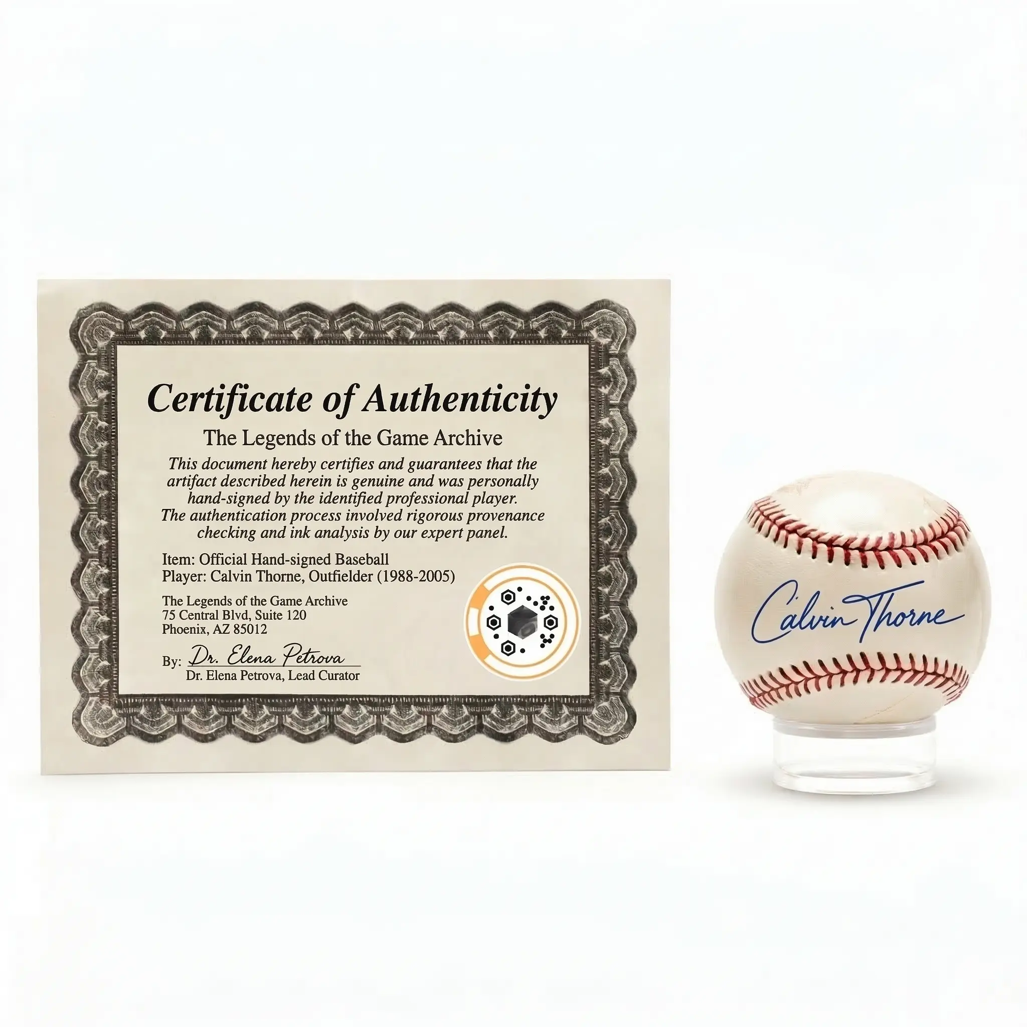 Cypheme label on a collectible's certificate of authenticity