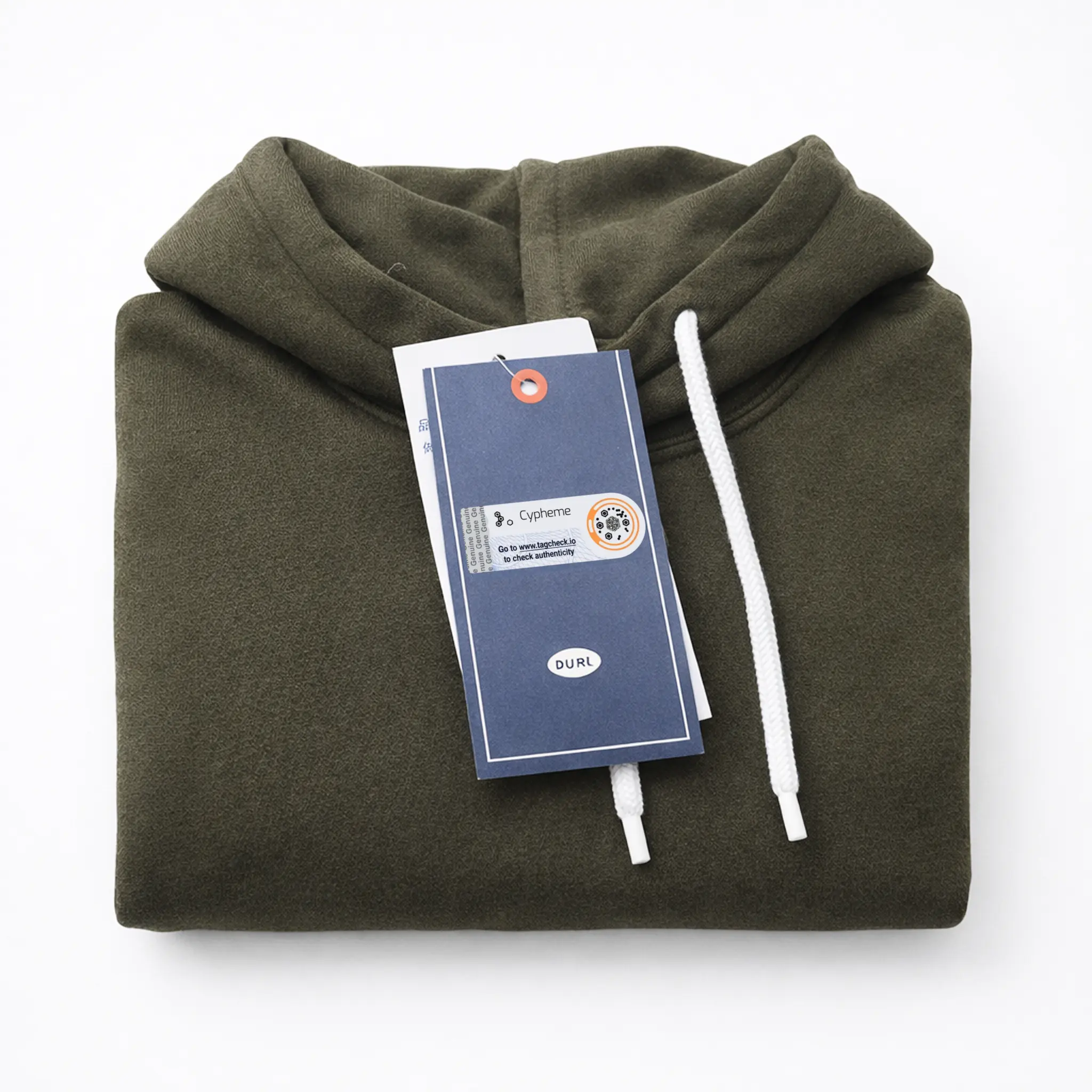 Cypheme label on a hoodie's tag
