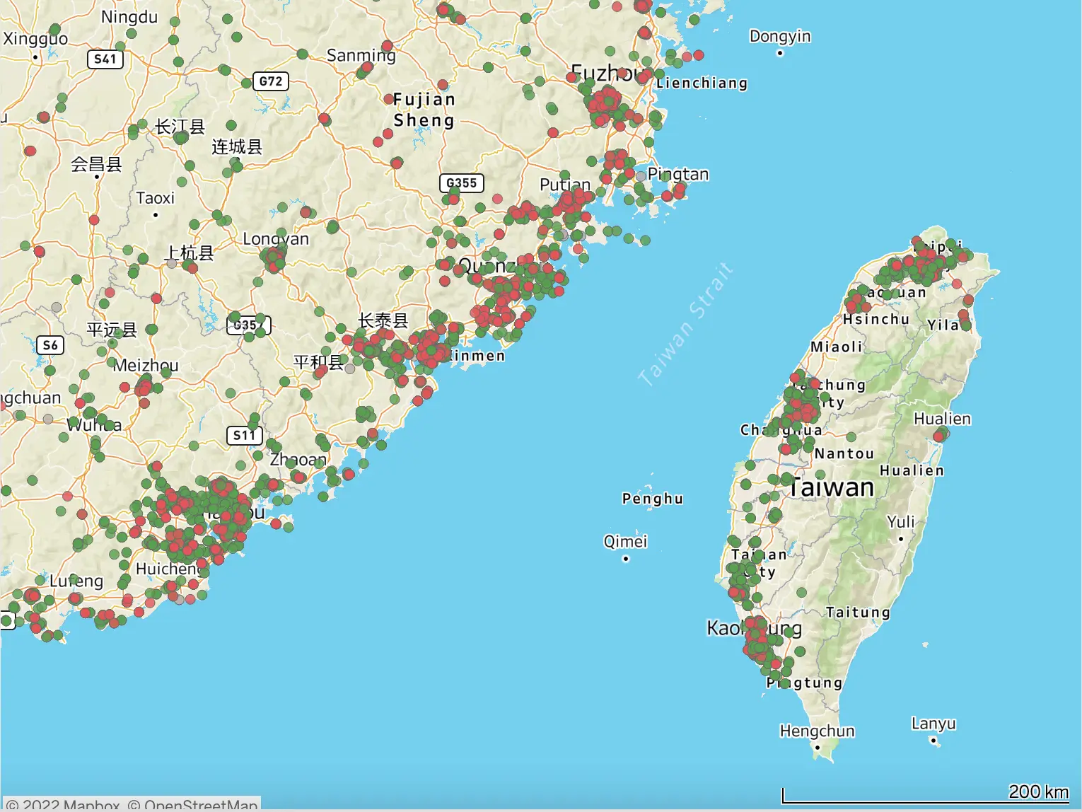 Painel Cypheme exibindo a localização de produtos autênticos e falsificados identificados através de verificações