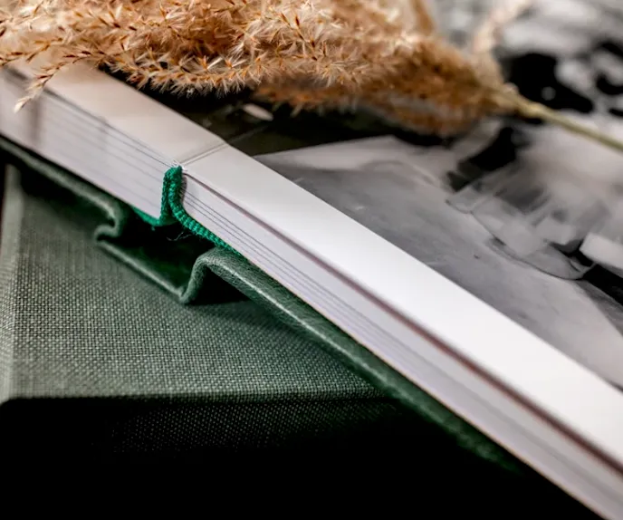 High end photo album in a green colour