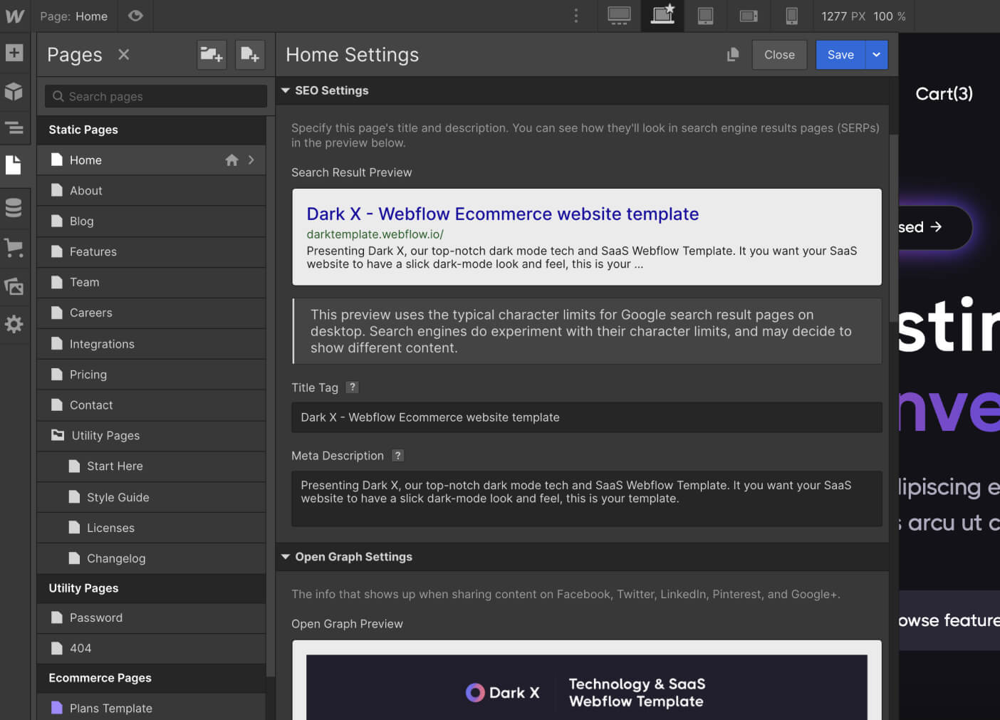 SEO - Dark X Webflow Template