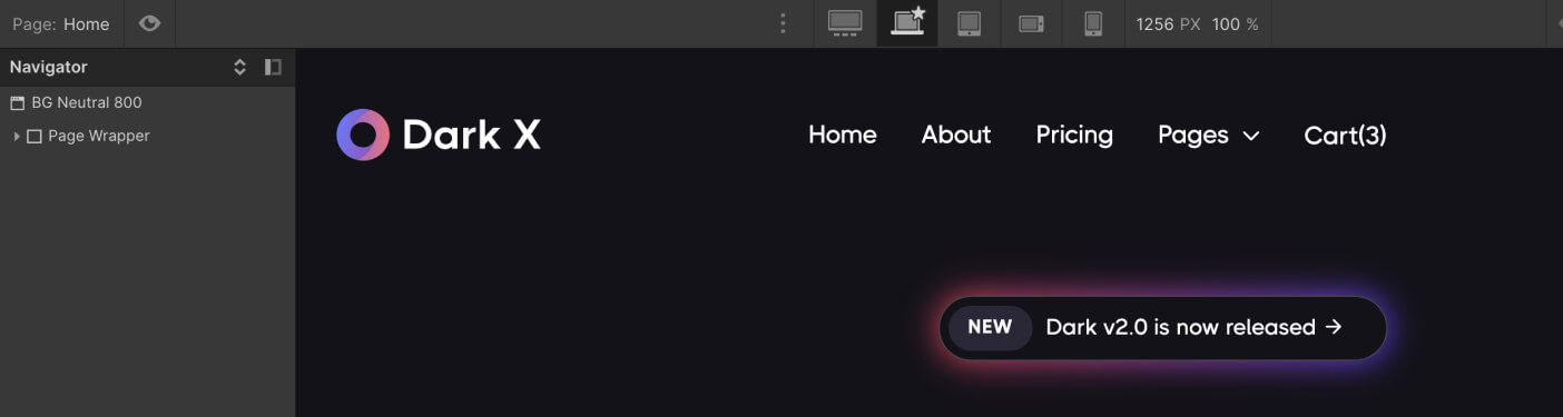 Responsive Design - Dark X Webflow Template