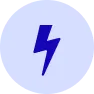 Icône bleue d'un éclair
